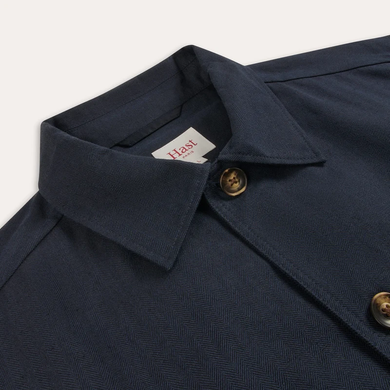 Blouson en coton et lin chevrons marine