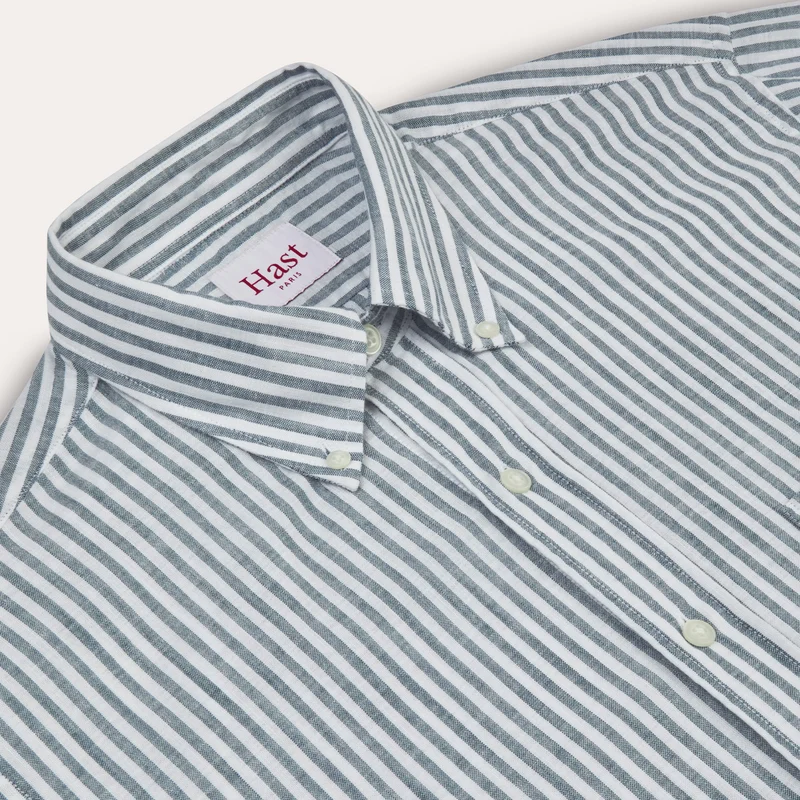 Chemise en coton rayure émeraude