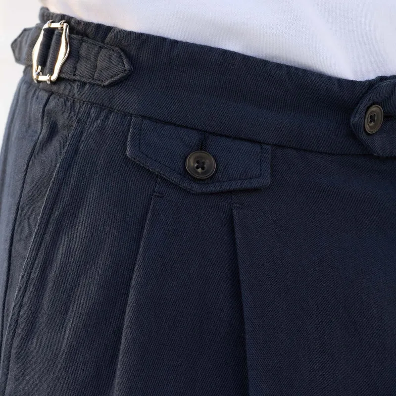 Pantalon en coton et lin marine