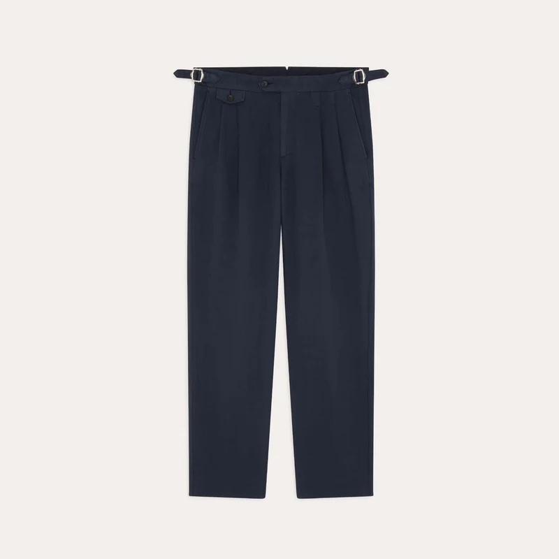 Pantalon en coton et lin marine
