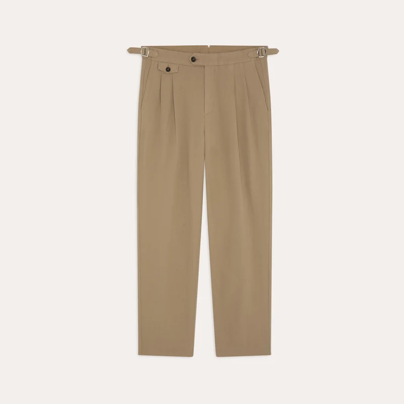 Pantalon en coton et lin beige