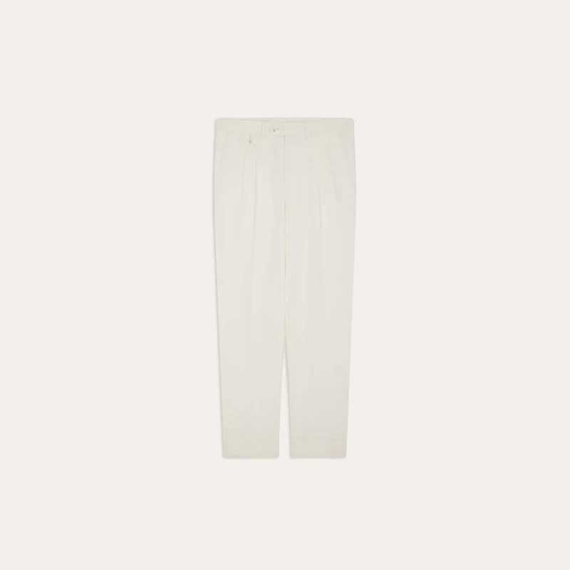 Pantalon à pinces en lin et coton blanc