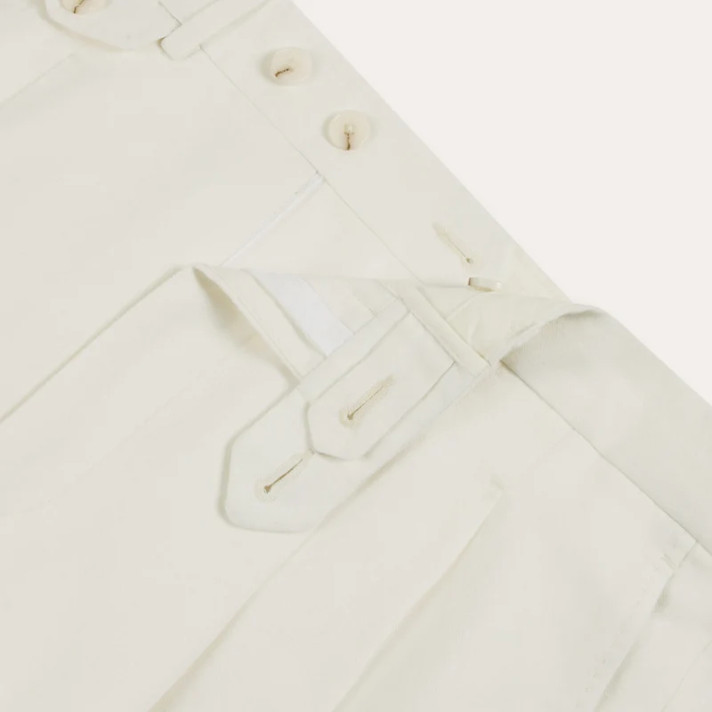 Pantalon à pinces en lin et coton blanc