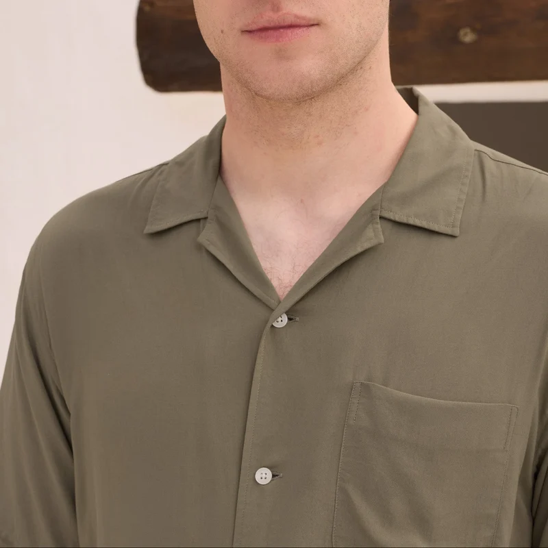 Chemise à manches courtes en viscose Ecovero kaki