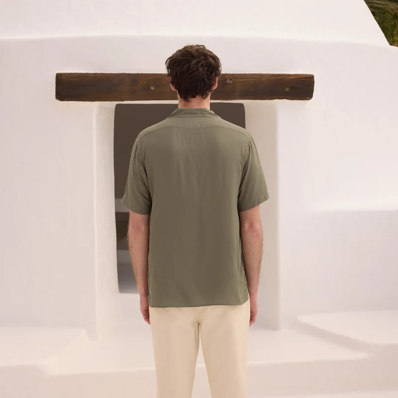Chemise à manches courtes en viscose Ecovero kaki