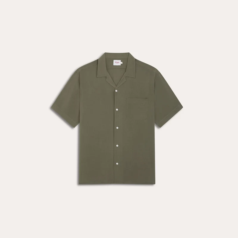 Chemise à manches courtes en viscose Ecovero kaki