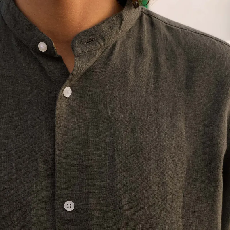 Chemise en lin kaki