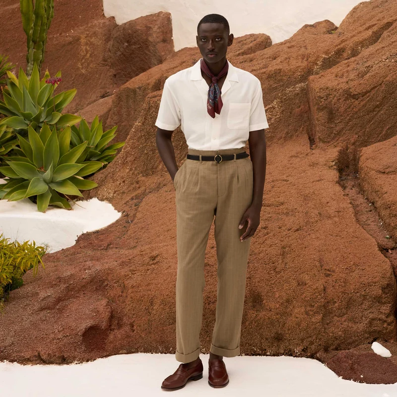 Chemise à manches courtes en lin et coton blanc