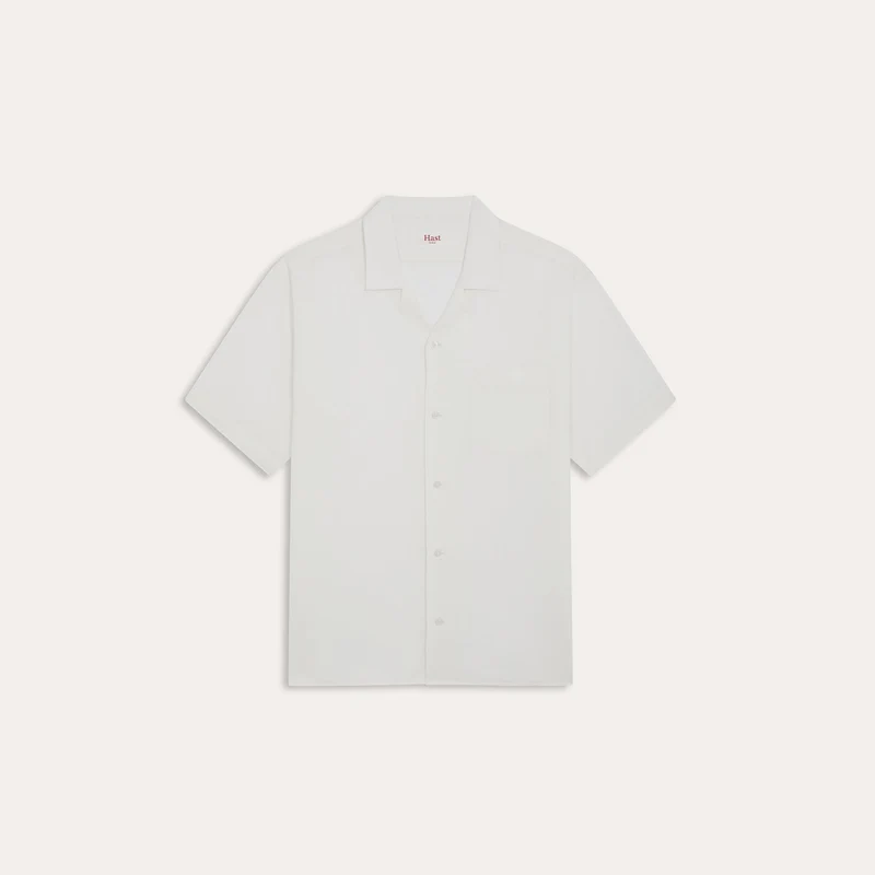 Chemise à manches courtes en lin et coton blanc