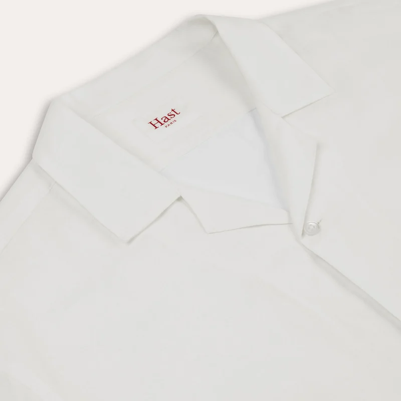Chemise à manches courtes en lin et coton blanc