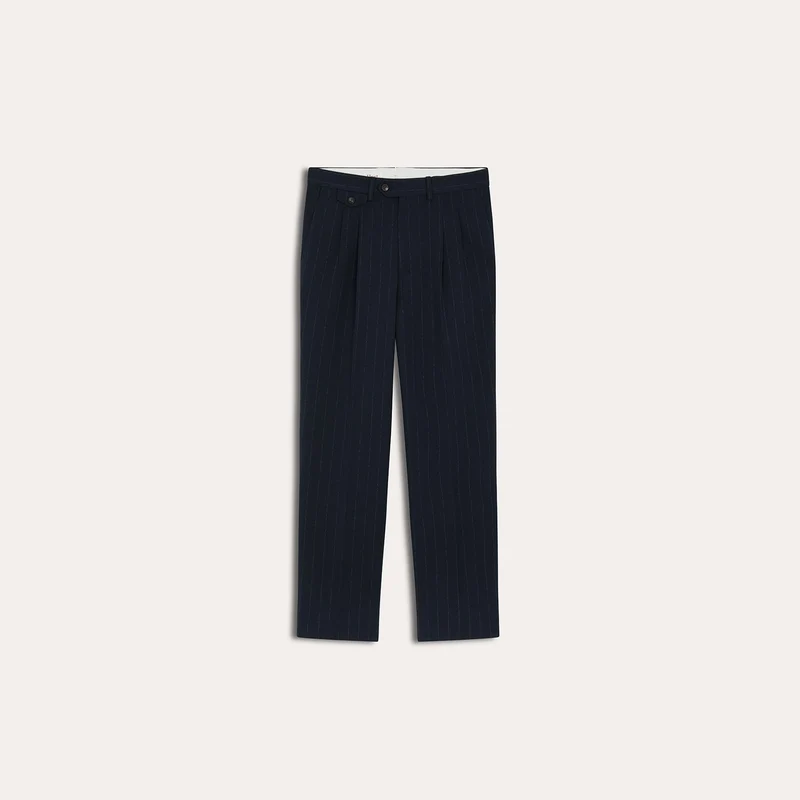 Pantalon en lin et coton à rayures marine