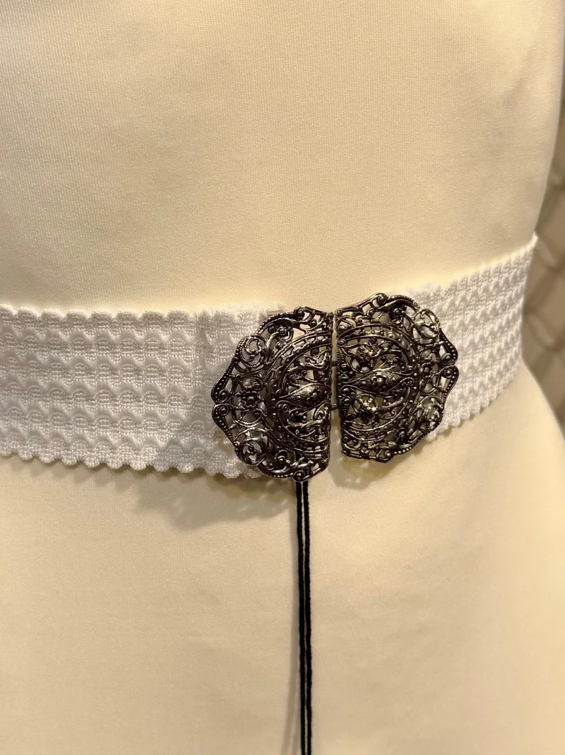 Trachtengürtel Stretch Anno Domini Design weiß/silber