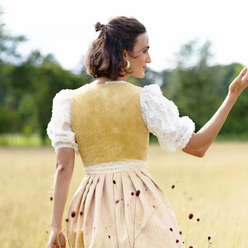 MarJo Dirndlbluse Karlstein Off White Dreiviertelarm Puffarm