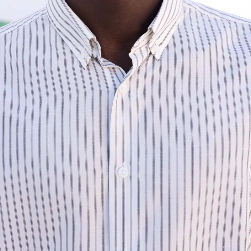 Chemise en Tencel et ortie à rayures grises