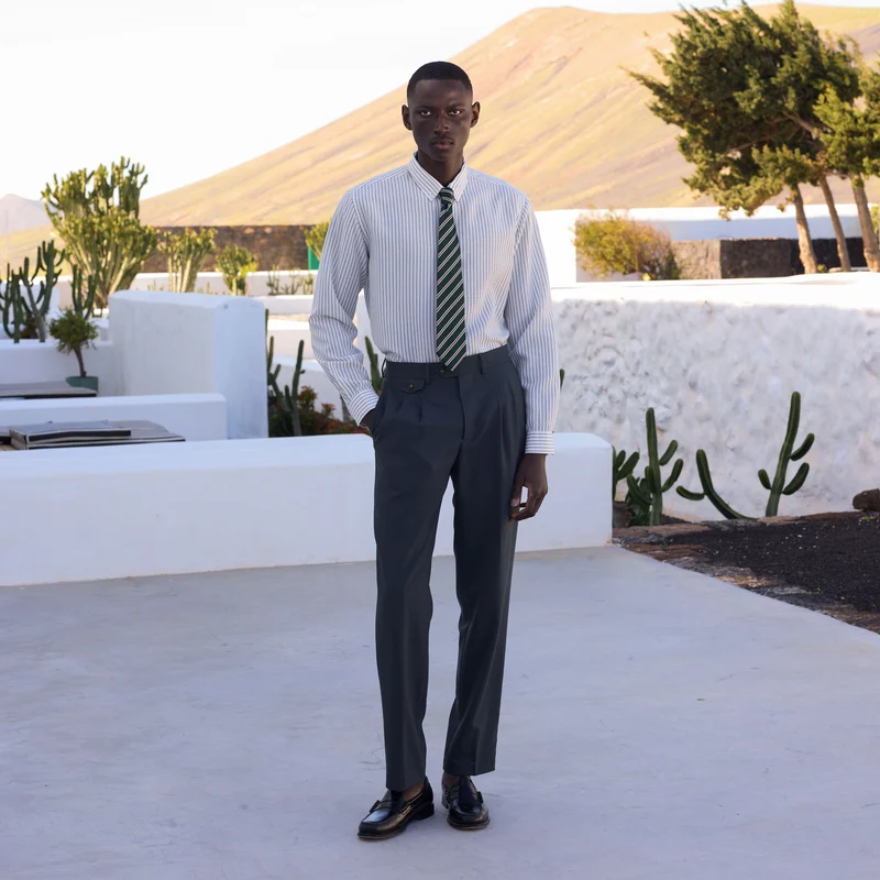 Chemise en Tencel et ortie à rayures grises