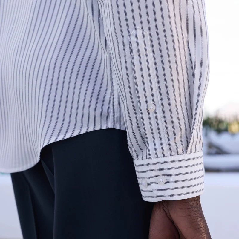 Chemise en Tencel et ortie à rayures grises