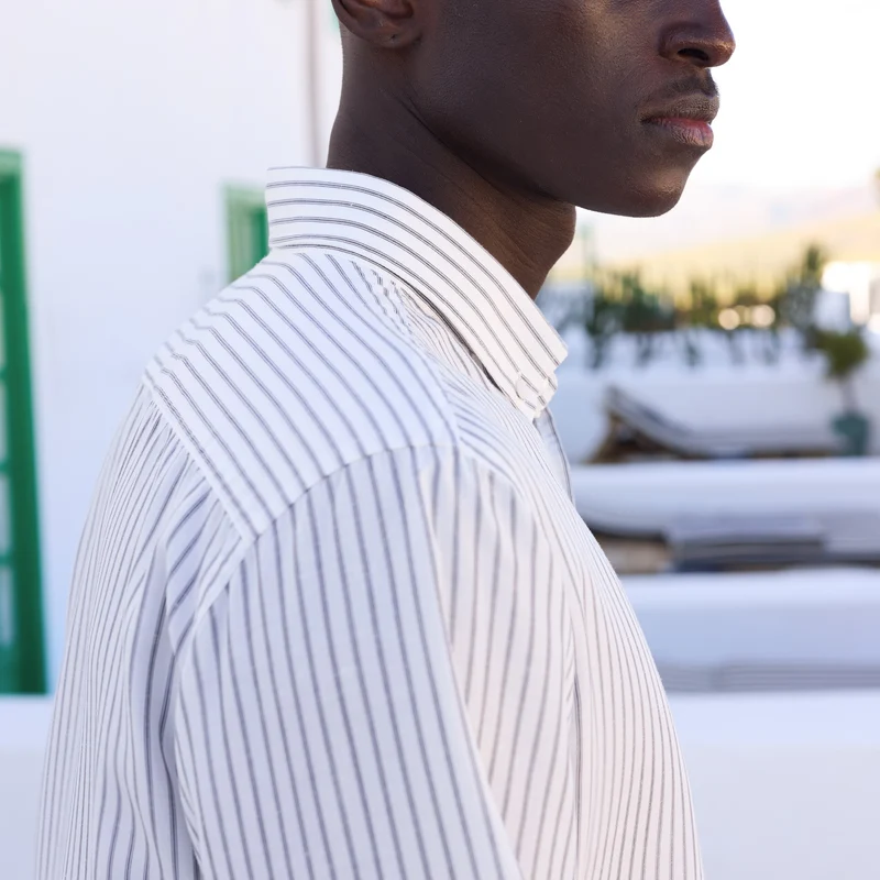 Chemise en Tencel et ortie à rayures grises