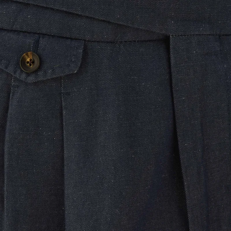 Pantalon Gurkha en lin et coton bleu