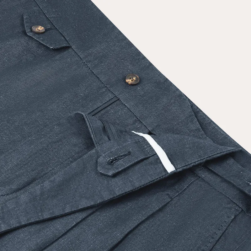 Pantalon Gurkha en lin et coton bleu