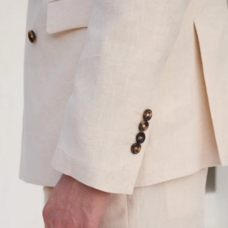 Veste croisée beige en chanvre et coton biologique