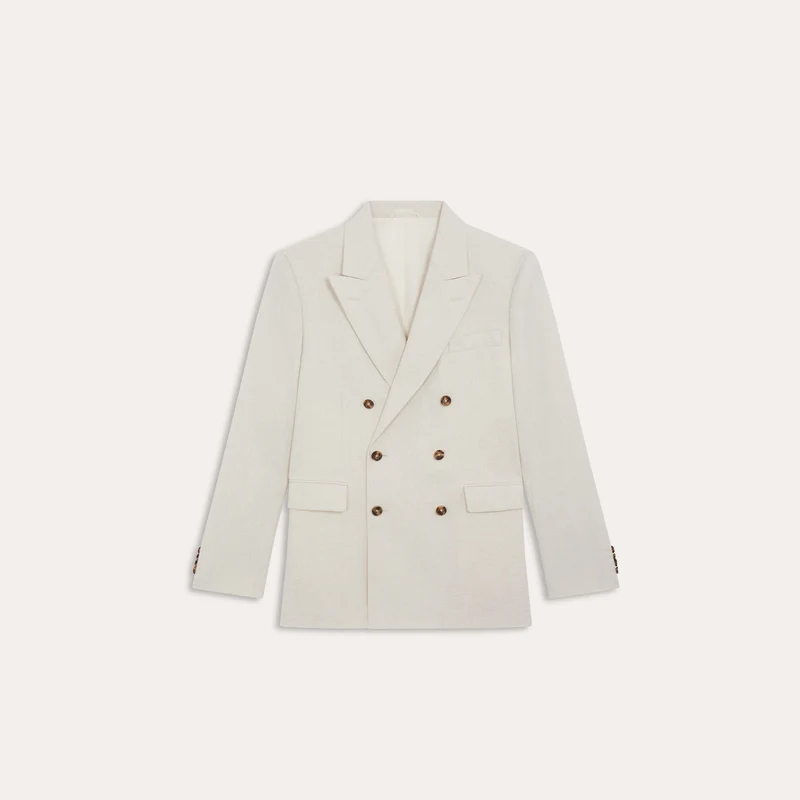 Veste croisée beige en chanvre et coton biologique