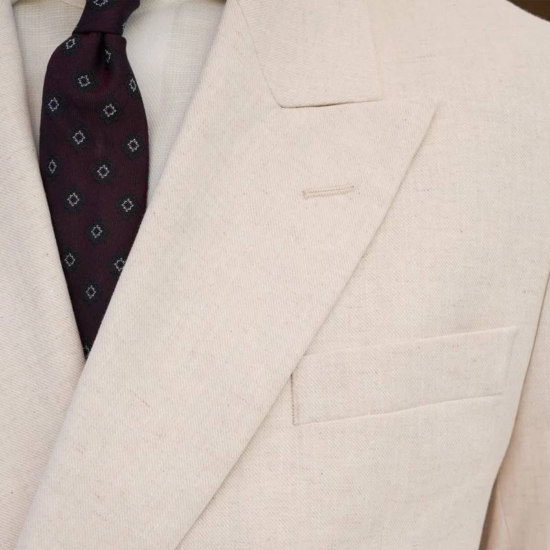 Veste croisée beige en chanvre et coton biologique
