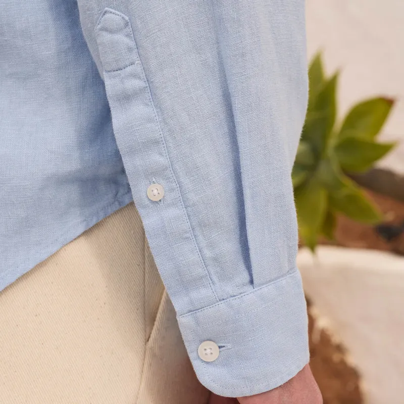 Chemise en lin bleu clair