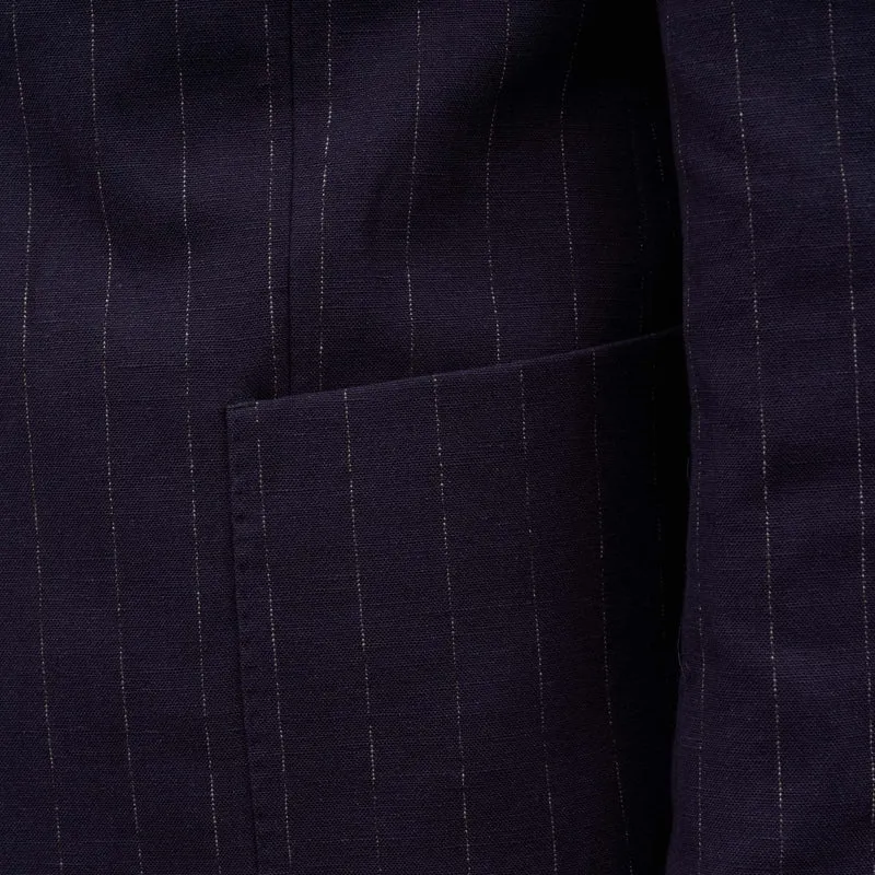 Veste en lin et coton à rayures marine