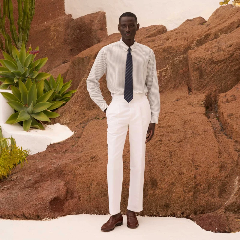 Pantalon Gurkha en lin et coton blanc