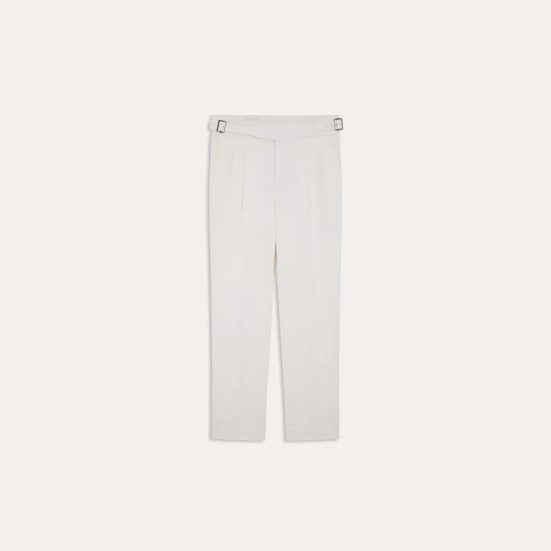 Pantalon Gurkha en lin et coton blanc