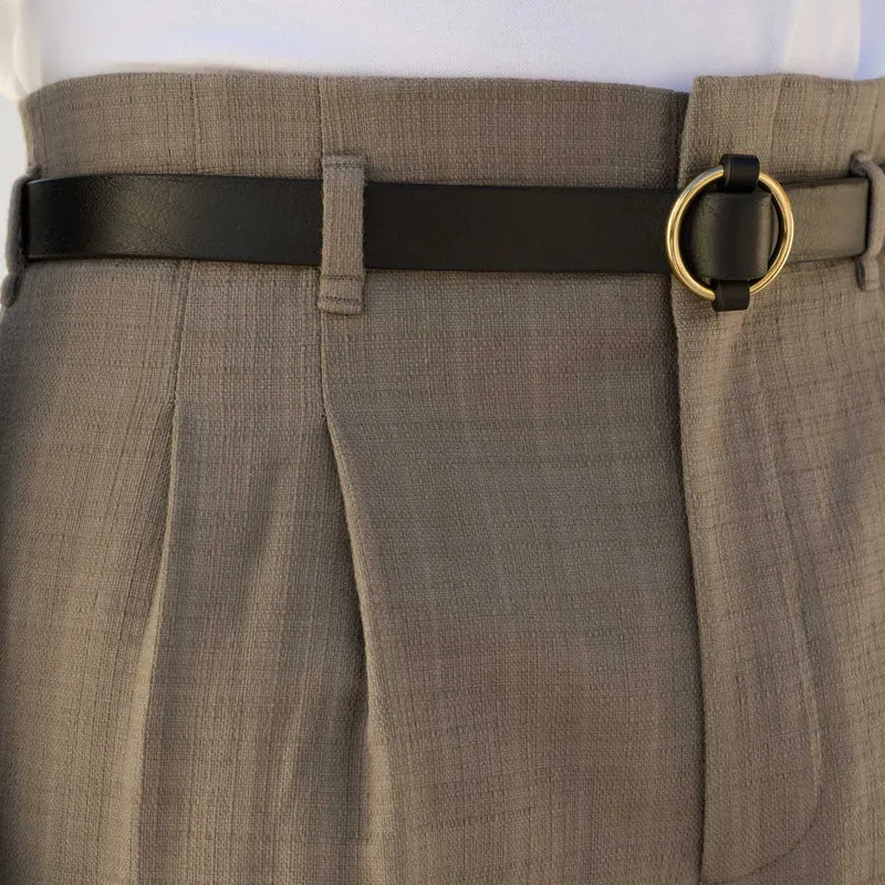 Pantalon drop loop brun à pinces