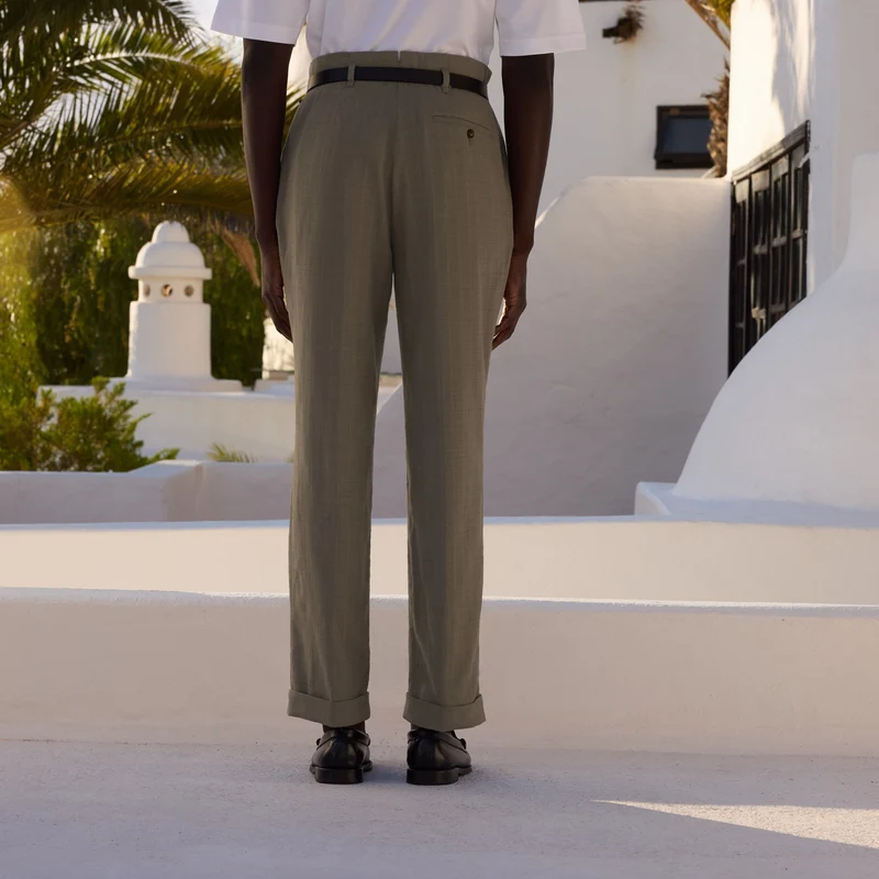 Pantalon drop loop brun à pinces