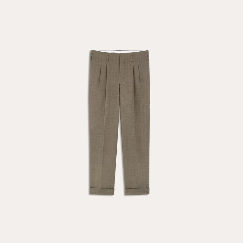 Pantalon drop loop brun à pinces