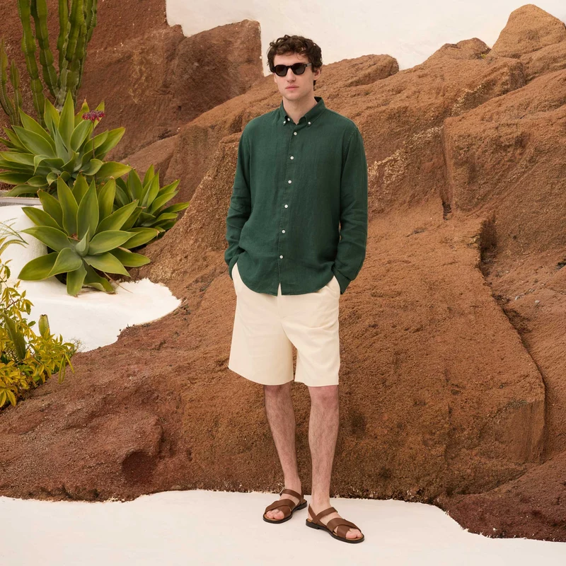 Chemise en lin émeraude
