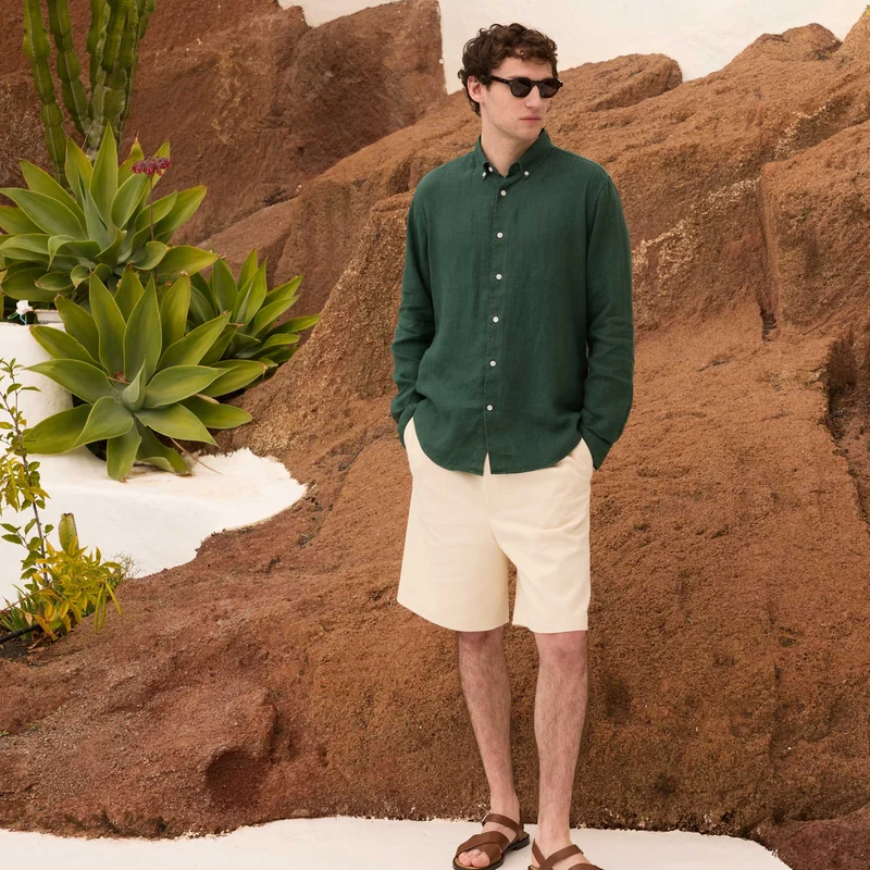 Chemise en lin émeraude