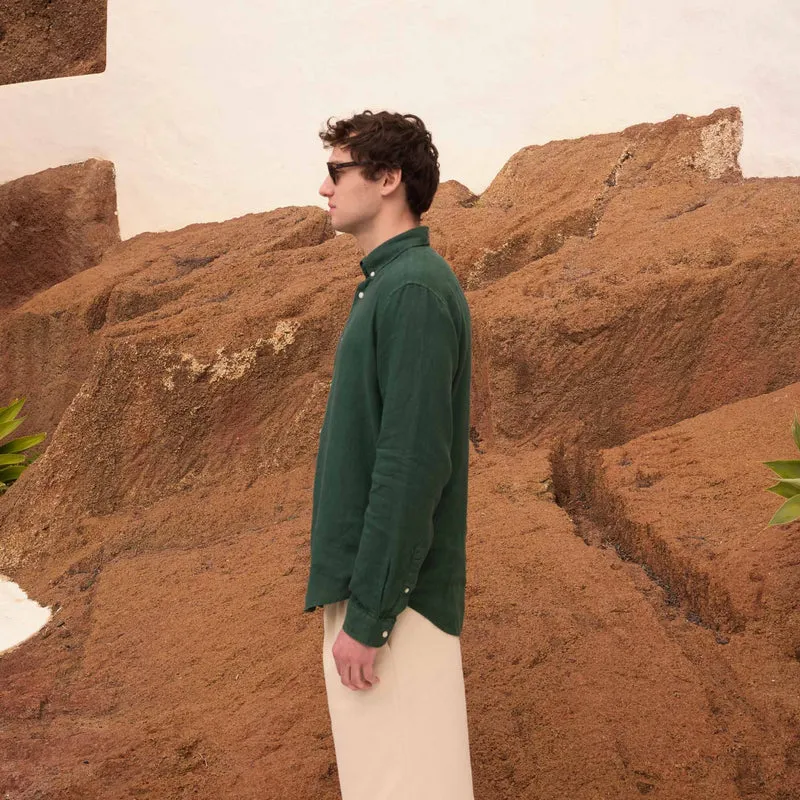 Chemise en lin émeraude