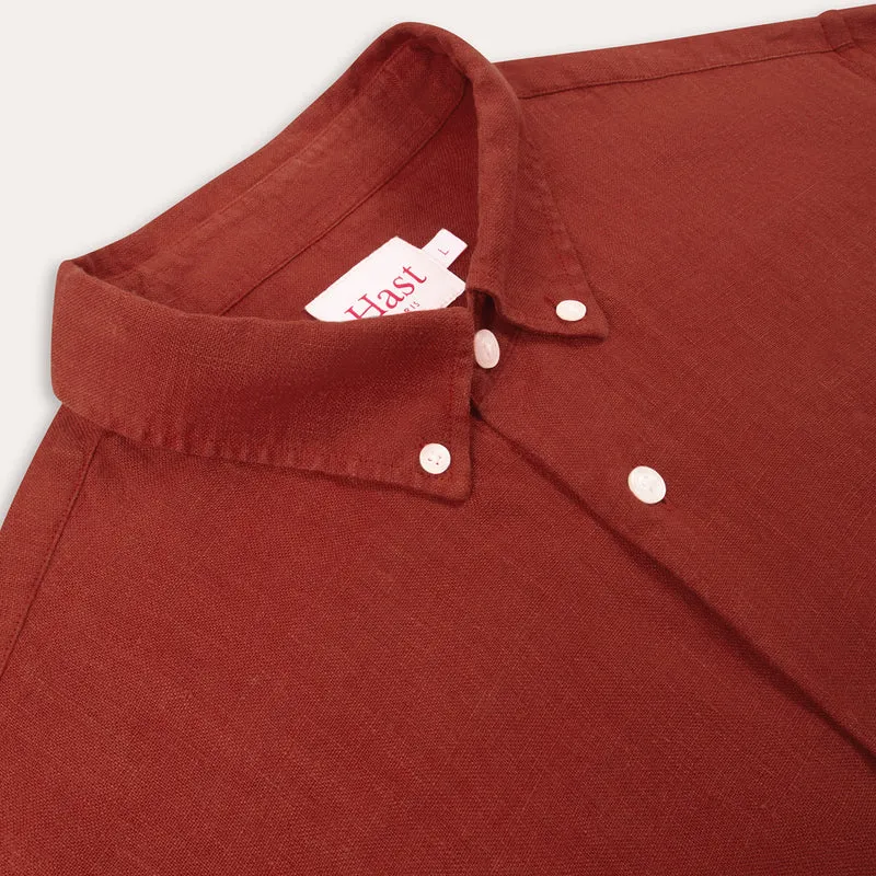 Chemise en lin rouge carmin