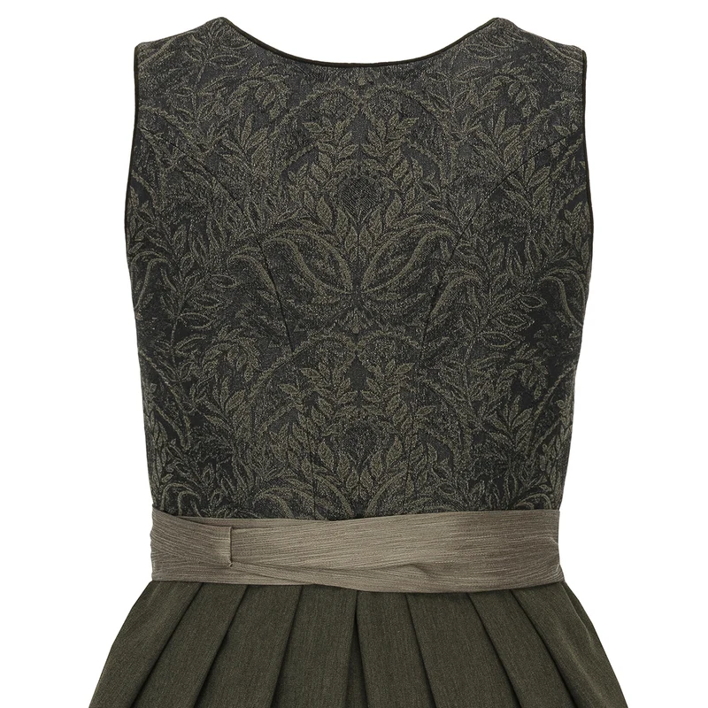 Wenger Dirndl Ella Oliv mit Ornamentmieder 70cm