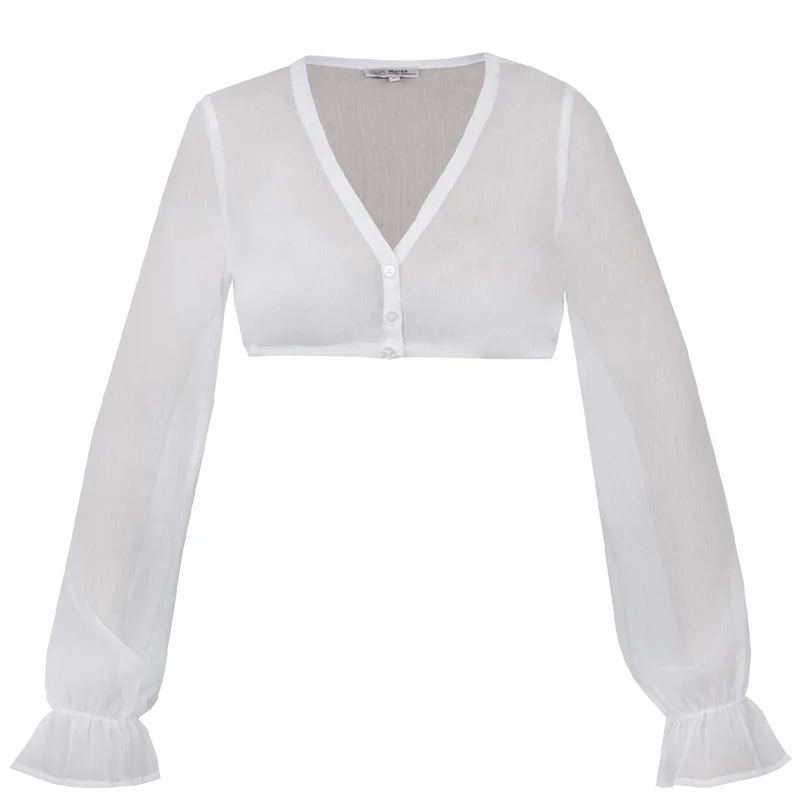 MarJo Dirndlbluse Arnstein Off White Langarm Puffarm