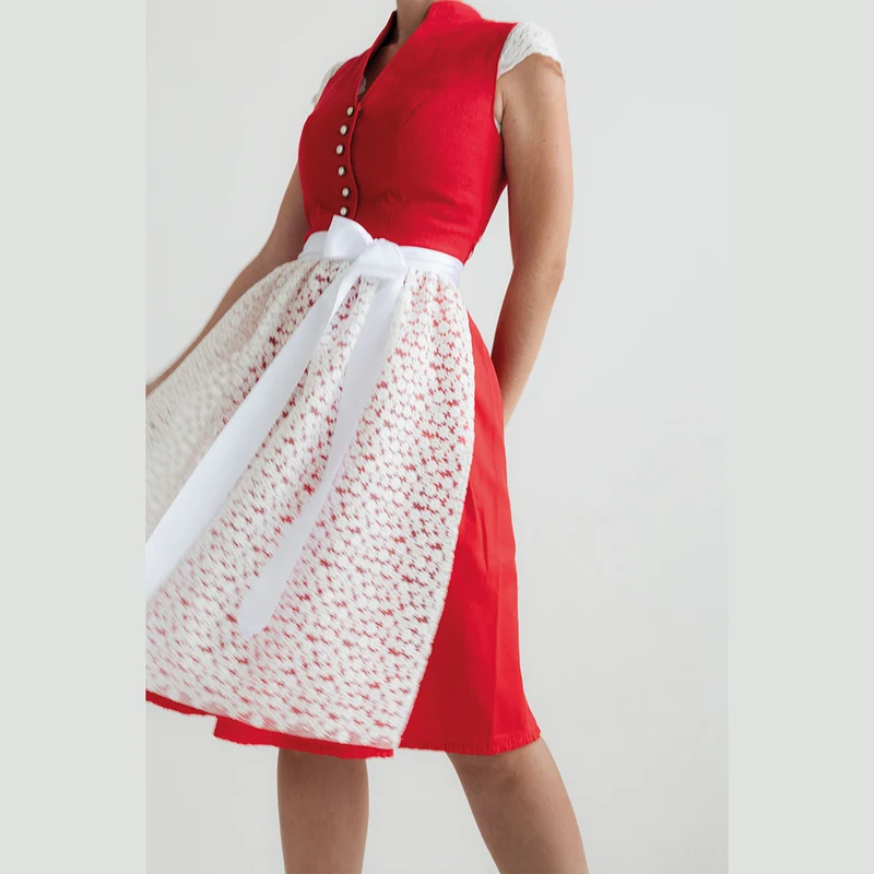 Alpenfee Dirndl Xara Rot Hochgeschlossen 60cm