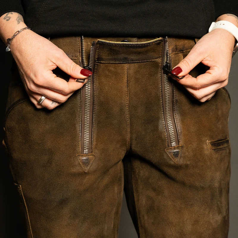 Datschi Trachten Damen Zunft Lederhose Richtfest Braun Wildbock Leder
