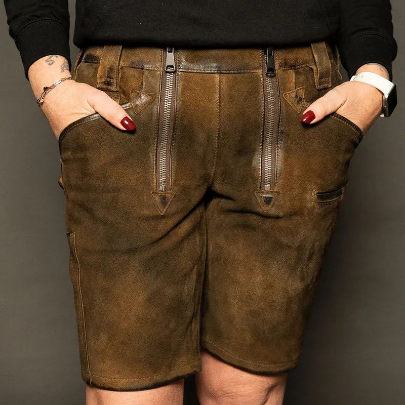 Datschi Trachten Damen Zunft Lederhose Richtfest Braun Wildbock Leder