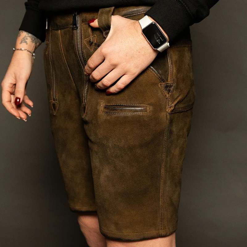 Datschi Trachten Damen Zunft Lederhose Richtfest Braun Wildbock Leder