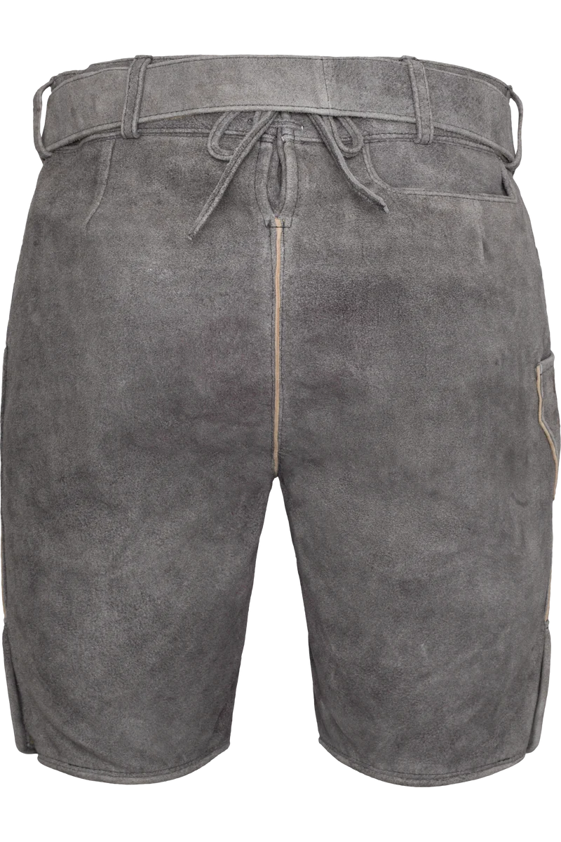 Herren Trachten-Lederhose kurz mit Gürtel - titangrau silbergrau