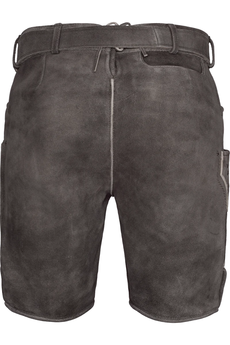 Kurze Herren Trachten-Lederhose mit Ledergürtel - bison schoko