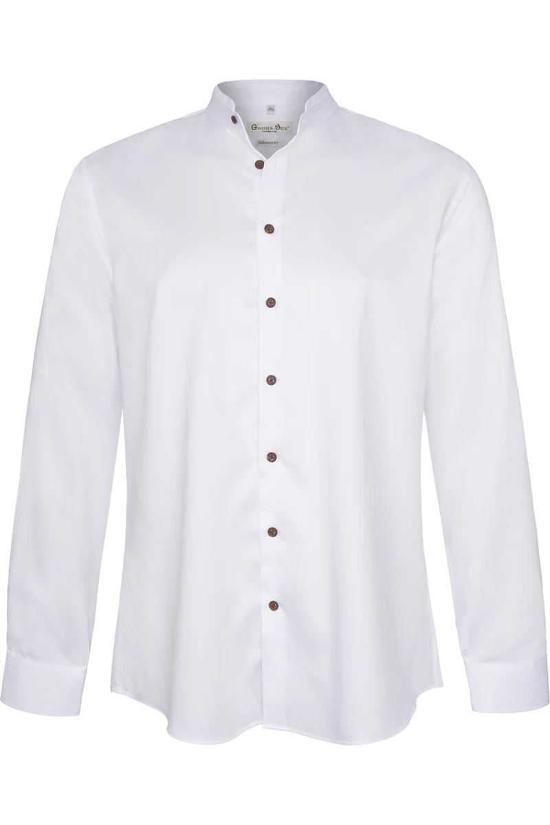 Herren Trachtenhemd mit Stehkragen Tailored Fit - weiß weiß