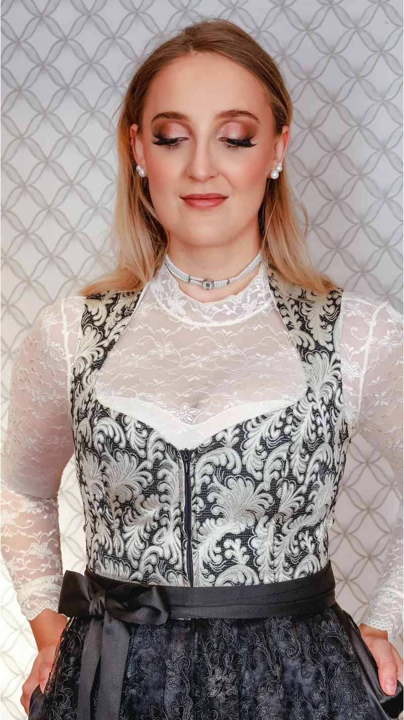 Dirndl Goldstich schwarz/weiß 70cm