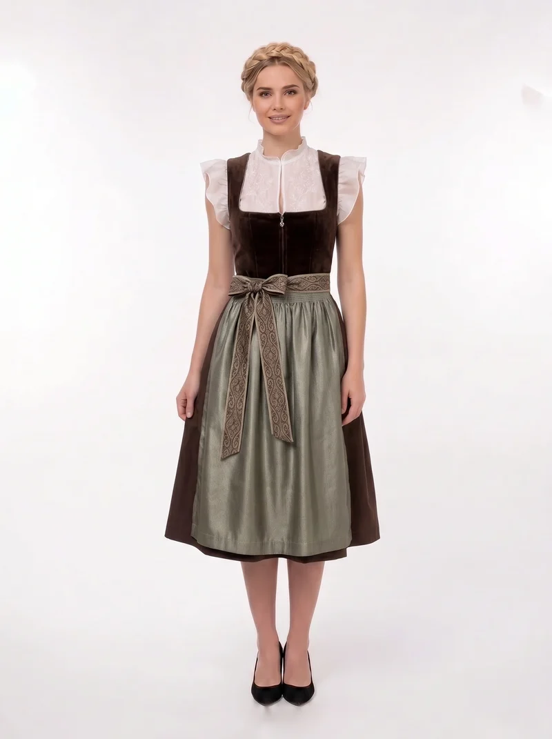 Dirndl Samt Braun
