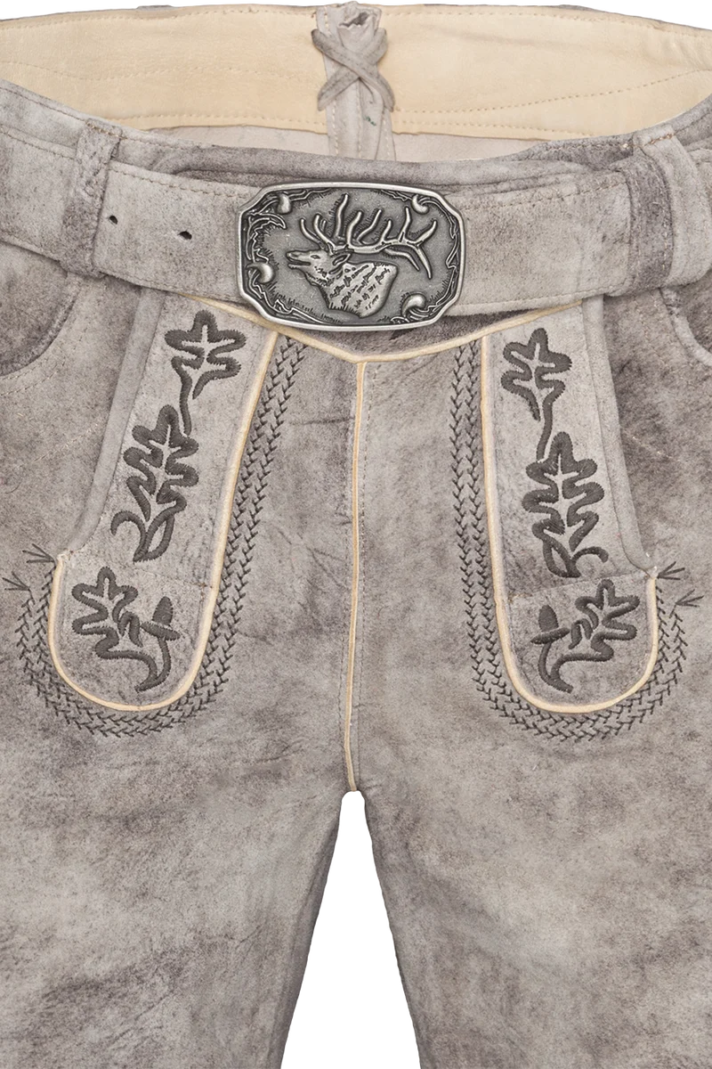 Herren Lederhose kurz bestickt und mit Gürtel
