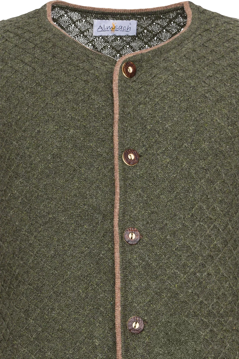 Herren Strickjacke mit Rautenmuster und Wollanteil